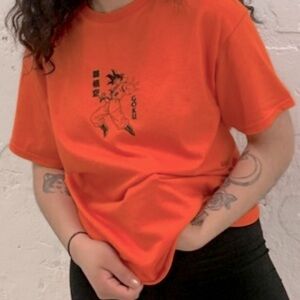 🌺 Dragon Ball Z Goku Anime T-Shirt Orange Women’s Size Small